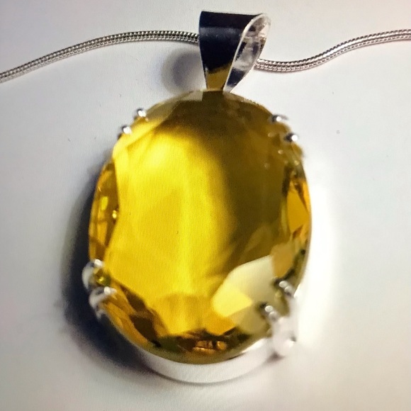 Citrine 925 Sterling Silver Necklace - Picture 1 of 2